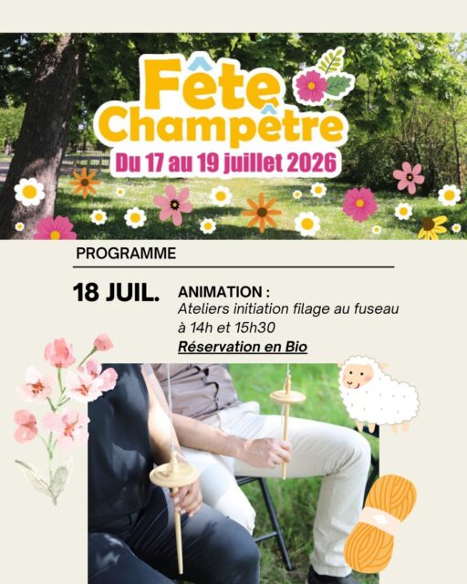 De la laine au fil : un voyage intemporel.

À l’occasion de la Fête Champêtre @ville_de_bassens, venez vivre une parenthèse douce et authentique au cœur d’un événement célébrant la nature, les savoir-faire et la vie locale.

Plongez dans la magie de la laine, du mouton au fil, entre races rustiques et gestes ancestraux.  Un moment pour ralentir, observer et renouer avec un savoir-faire vivant qui traverse les générations.

Je vous propose une initiation au filage au fuseau : un atelier accessible pour découvrir la matière, comprendre les gestes et repartir avec vos premières bases.

Rendez-vous à la Plaine des Sports – Griffons Séquinaud.
Deux créneaux : 14h et 15h30
Places limitées.
Réservation : lien en Bio

#lainedebordeaux #laineslocales #filage #handspunyarn #tricot #crochetofinstagram