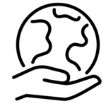 Planète terre soutenue par une main